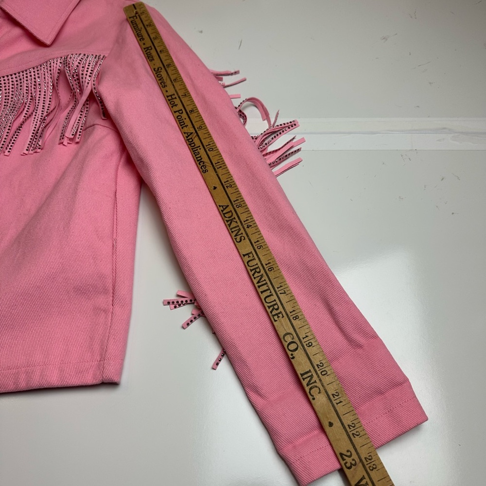 MollyGreen Pink FringeWestern CowgirlJacket Y2K RodeoFringe UtilityJacket Small - Picture 7 of 12